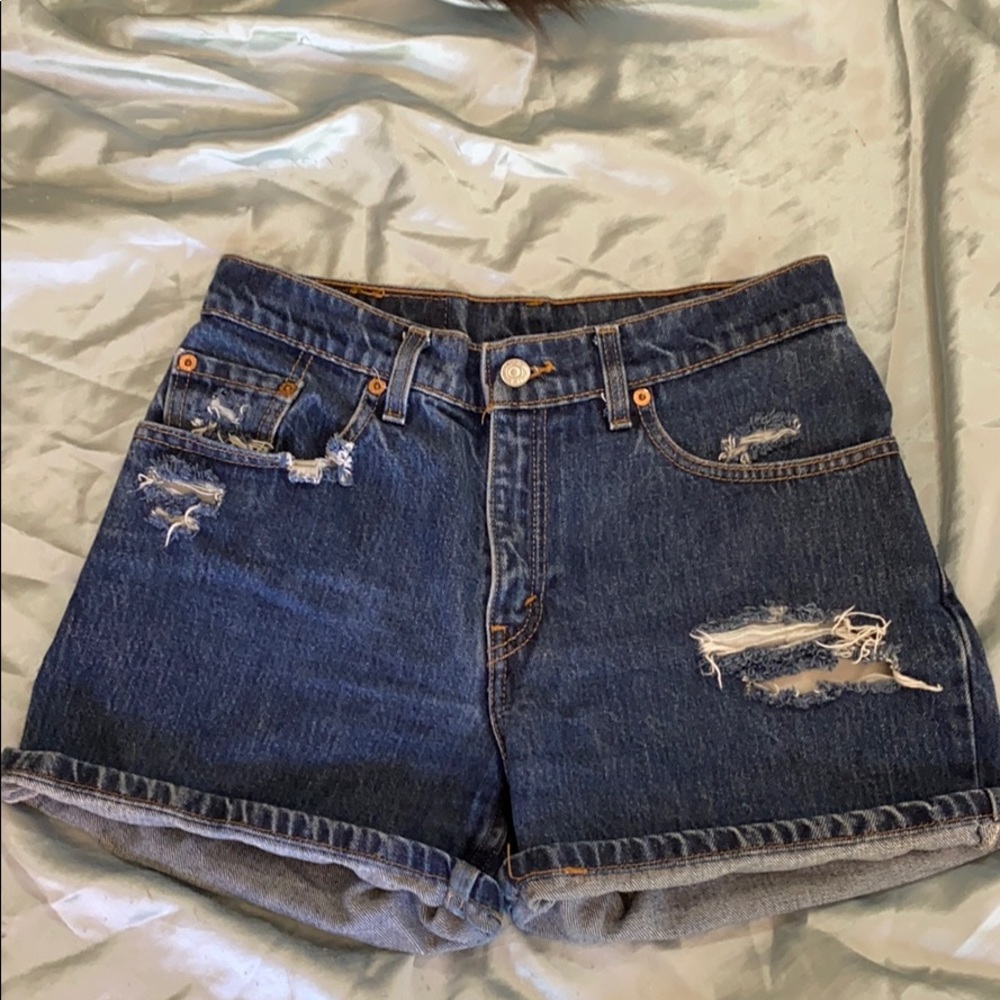 Levi’s High-waisted Distressed Denim Shorts